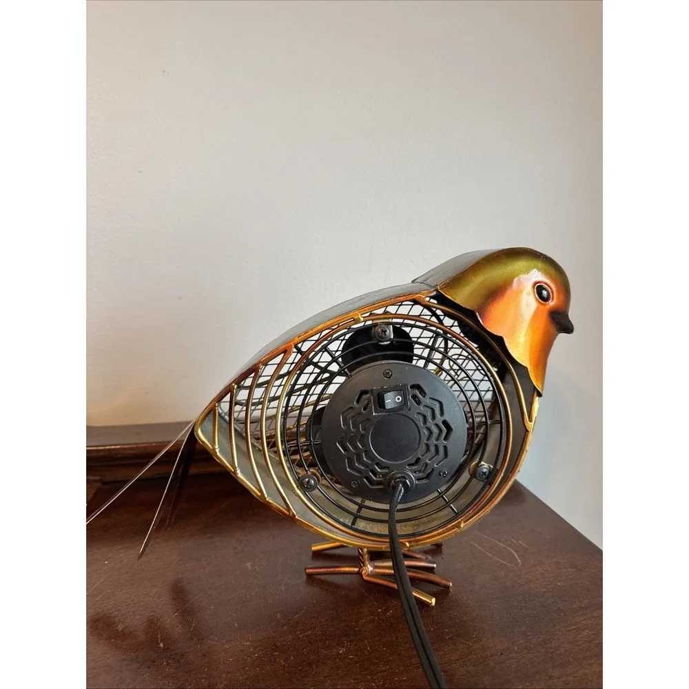 Deco Breeze Robin Bird Figurine Fan Metal Mesh Decorative Desk Fan Works-DBF0026